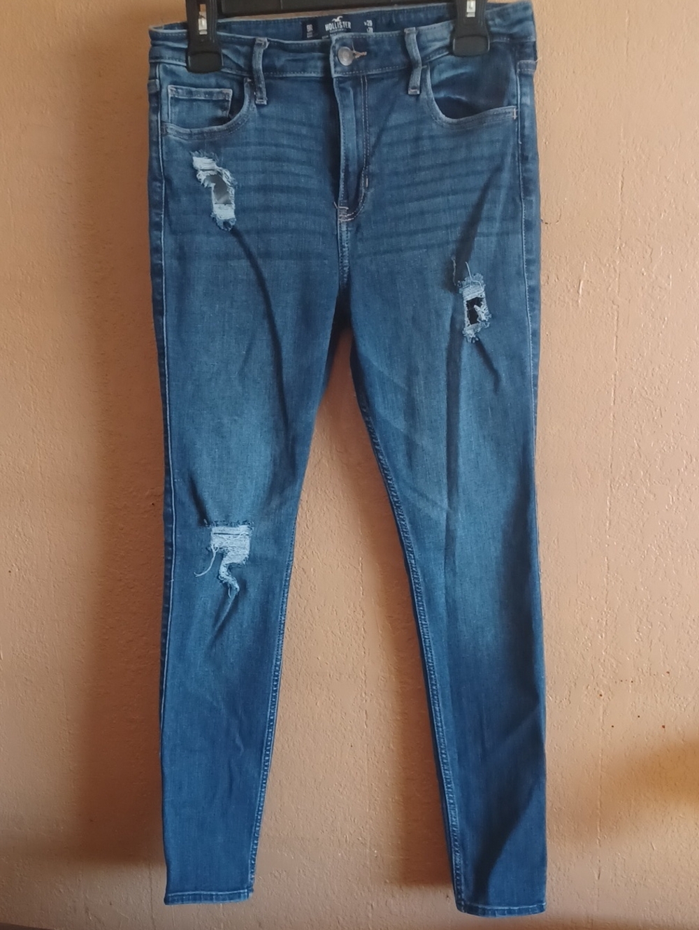Hollister Dark Blue Distressed Skinny Jeans Size 9R